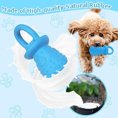 Latex Chew Dog Toys, Novelty Squeaky Pacifier Dog Toys, 5.2" Durable Pacifier Dog Chew Toys for Small and Medium Dogs(Blue,1Pcs)