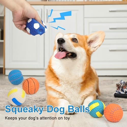 Squeaky Dog Balls Toys 6 Pcs, 2.4" Latex Dog Toys Bouncy Fetch Throw Ball for Small Dogs and Medium Dogs Interaction