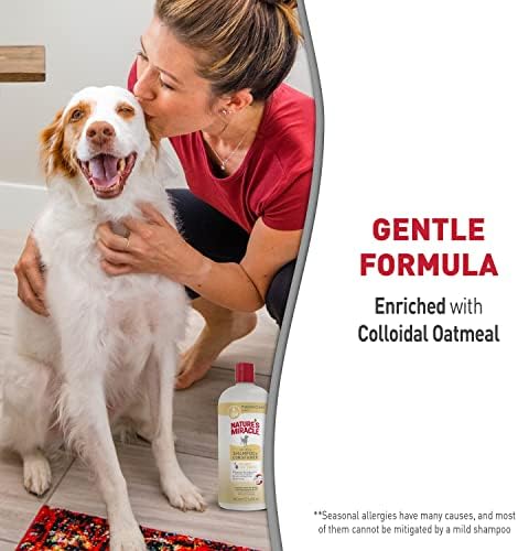 Nature's Miracle 2-in-1 Oatmeal Dog Shampoo & Conditioner, 32 oz | Odor Neutralizing Formula Leaves No Wet Dog Smell, Enriched with Aloe & Vitamin B, Soothes Pets Skin, Pistachio Cream Scent
