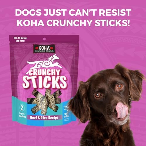 KOHA Pet Crunchy Sticks Beef & White Rice Recipe, 2 Ingredient Dog Treats for Sensitive Stomachs, Tasty Treats for Dogs