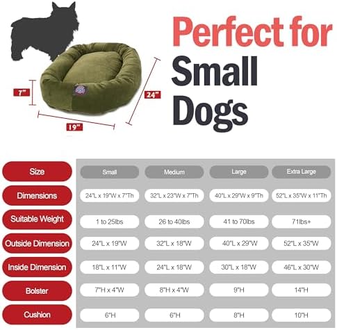 Majestic Pet Micro Velvet Calming Dog Bed, 24 Inch Small, Washable, Fern