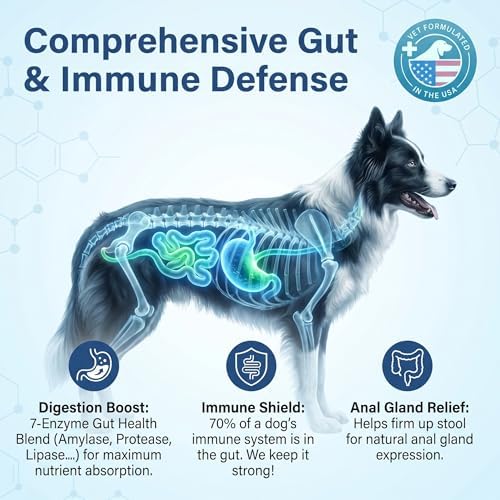 Probiotics for Dog 120 chews,Enzymes and Gut Support,Anti-Diarrhea,Promotes Digestive Health,Seasonal Allergies,Immune System,Probiotics with Papaya Pumpkin Krill Oil- Vet Approved Dog Probiotic Chews
