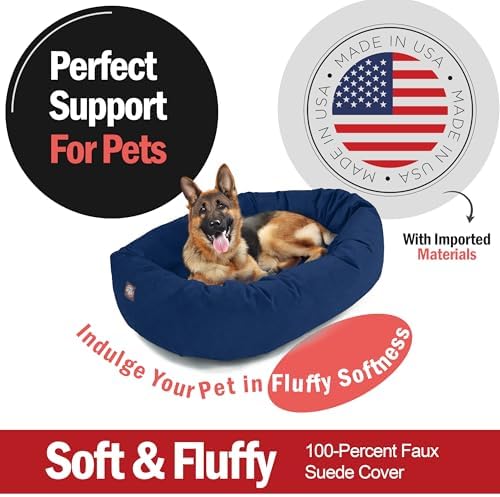 Majestic Pet Suede Calming Dog Bed, 52 Inch X-Large, Washable, Navy