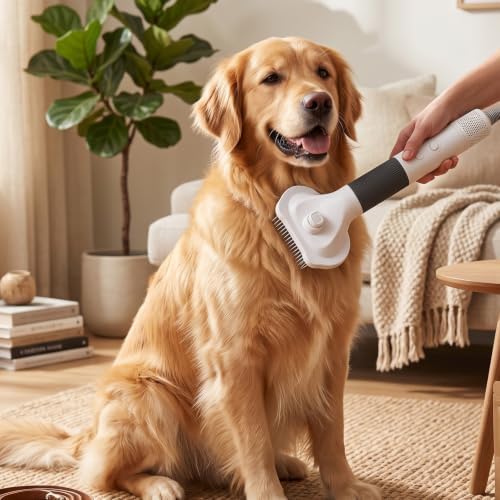 HEEPDD Handheld 3 in 1 Dog Grooming Dryer, 110000 RPM, 50dB | Deshedding Brush Comb Nozzles, Fast Water Removal Bath Time, Gentle Heat Anxious Pets, Non Slip Grip Home Use