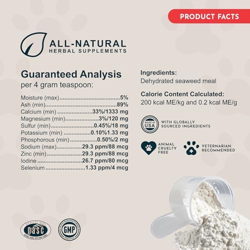 Animal Essentials Seaweed Calcium Supplement for Dogs & Cats, 12 oz (2-Pack), Iceland Seaweed Magnesium, Boron, Zinc