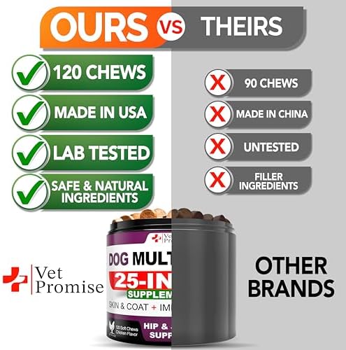 (2 Pack) Dog Multivitamin Chewable - 240 Ct - Dog Vitamins and Supplements | Senior & Puppy Multivitamin for Dogs - Pet Joint Support Health - Immunity - Mobility - Energy - 240 Chews - Made in USA