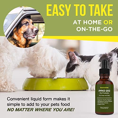 Probiotics for Dogs and Cat Probiotics - 120 Servings (1/2ml). 100% Natural Digestive Enzymes for Gas Relief and Healthy Digestion. Prebiotics via Liquid Vitamins for Constipation & Leaky Gut