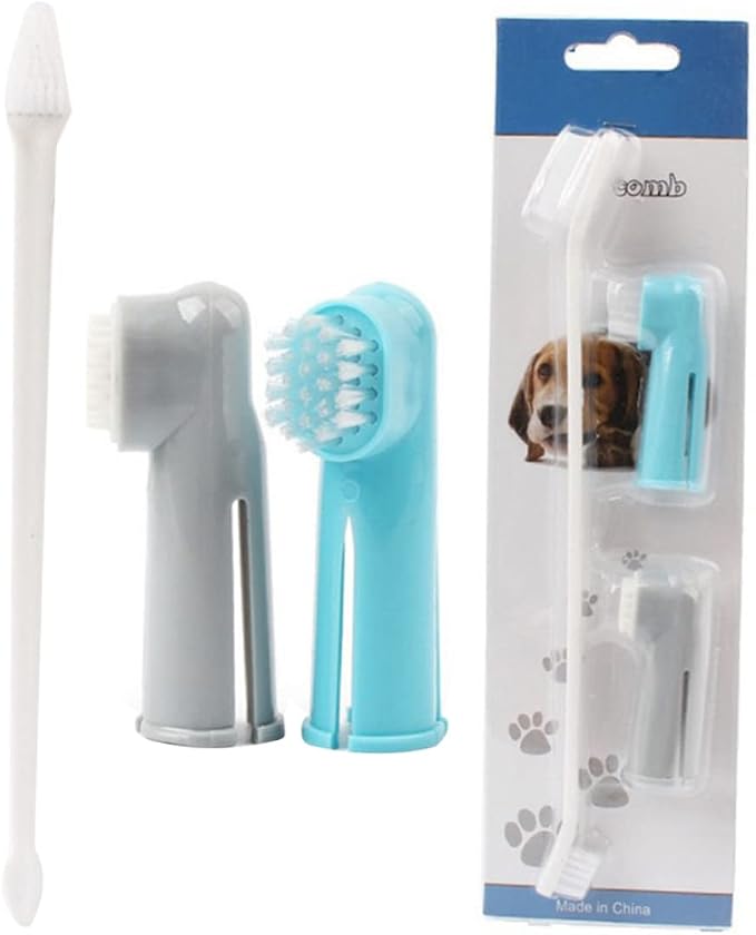 BESPORTBLE 2 Set Pet Toothbrush Set Finger Gloves for Dogs Cats Safe Pet Cleaning Kit