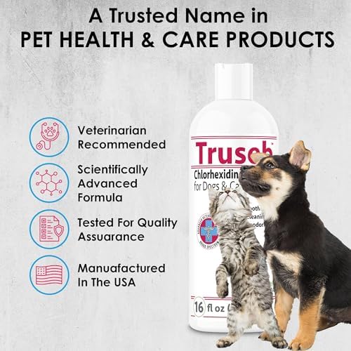 Truseb Chlorhexidine Shampoo for Dogs Cats & Horses with Aloe Vera - Medicated Antibacterial Antifungal Ketoconazole Dog Shampoo and Conditioner -Skin Irritation, Hot Spots, Redness Relief (16 oz)