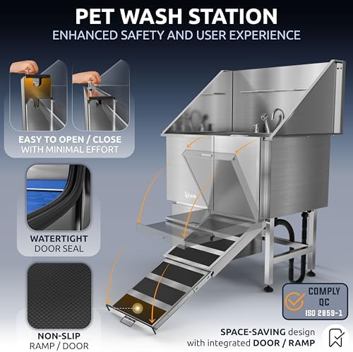 KANIS Professional Dog Washing Station 304 Stainless Steel Pet Wash Sink