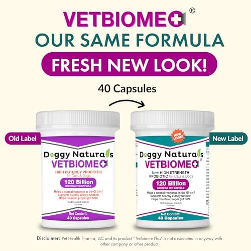 Vetbiome Plus High Strength Probiotics for Pets (160 Capsules) - 120 Billion CFU, 9 - Strain Formula – Third Party Tested - U.S Made