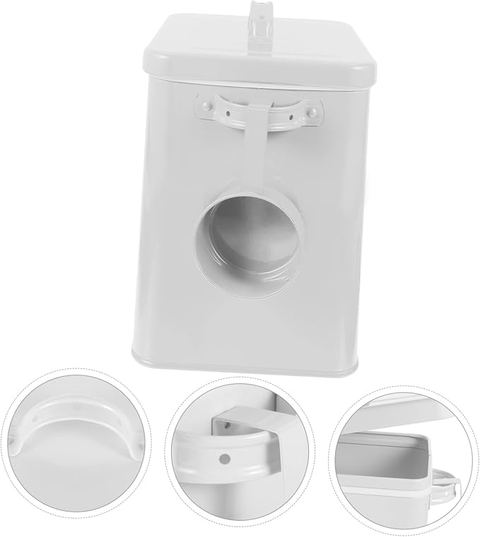 Box Refillable Pet Food Storage Bin Kitchen Storage Case for Rice Dog Food Multi, Iron, White