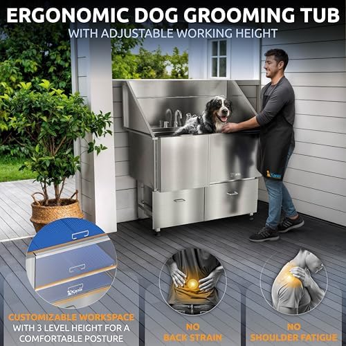 KANIS Professional Dog Washing Station 304 Stainless Steel Pet Wash Sink