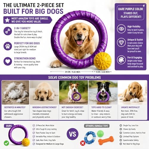 Large Purple Dog Tug Toy, Floating Water Ring