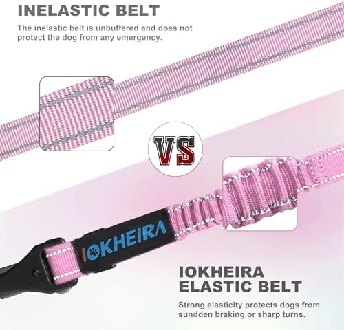 IOKHEIRA Dog Seat Belt 3-in-1 Car Harness - Pink
