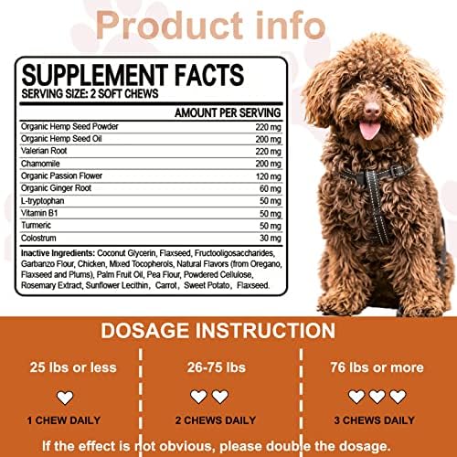 Hemp Calming Chews for Dogs Help with Dog Anxiety Relief, Beef, 120-Pack, 120 Count