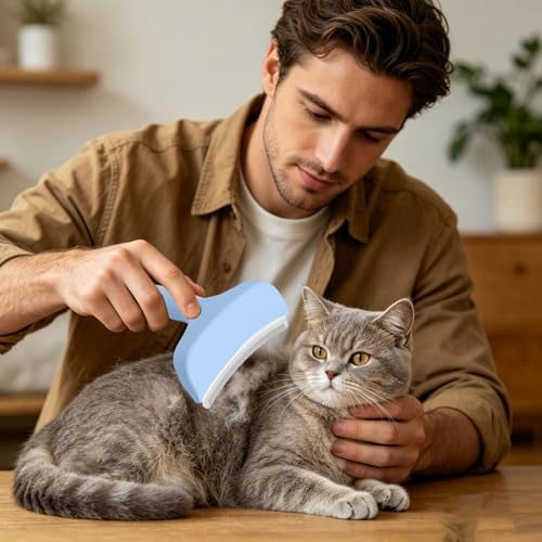 Small V-Shape Comb For Shedding Dogs And Cats, Small, Blue