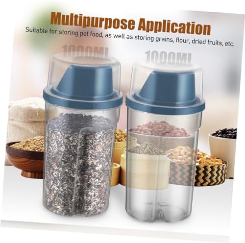 2pcs Clear Pet Food Bucket Airtight Dog Cat Food Storage Container with Easy Pour Spout and Comfortable Grip Moisture Durable Bin for Birds and Pets