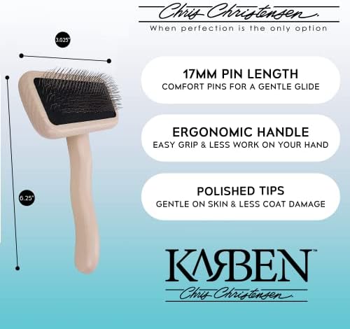 Chris Christensen Karben II Slicker Brush for Dogs, Small, Stainless Steel, Brown