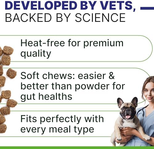 Probiotic, Enzyme, Prebiotic, Dog Chews for Digestive Support - Helps with Stool Consistency, Gas, Constipation, Diarrhea - 120Ct (Poultry)
