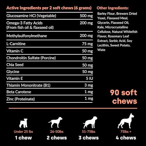 Joint & Recovery | 2-in-1 Joint & Muscle Chews. Help Reduce Pain & Increase Daily Activity. Helps with Arthritis and Pain Prevention. Tasty Trout Flavor.