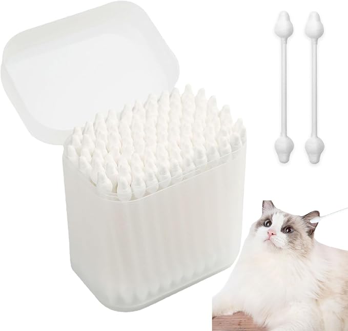 110 Pcs Dog Ear Cleaner Cotton Buds for Dogs Cat Ear Cleaner Tool Gourd Shaped Swabs Cotton Sticks for Pet's Ear