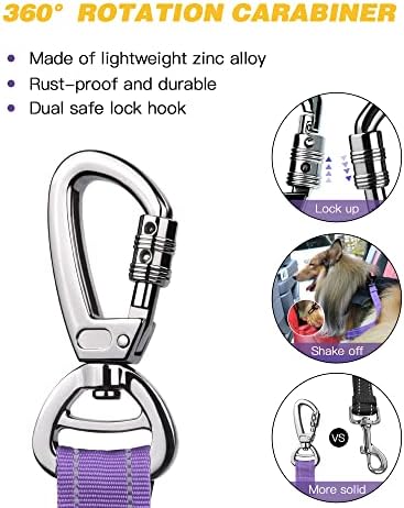 AUBELL Dog Seat Belt for Car - Updated 3-in-1 Bungee, Purple
