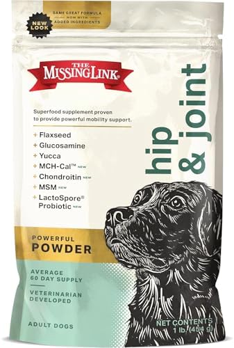 The Missing Link Hip & Joint + Probiotics Supplement 1lb Bag - Superfood Powder for Dog Cartilage & Bone Health, Joint Mobility & Flexibility