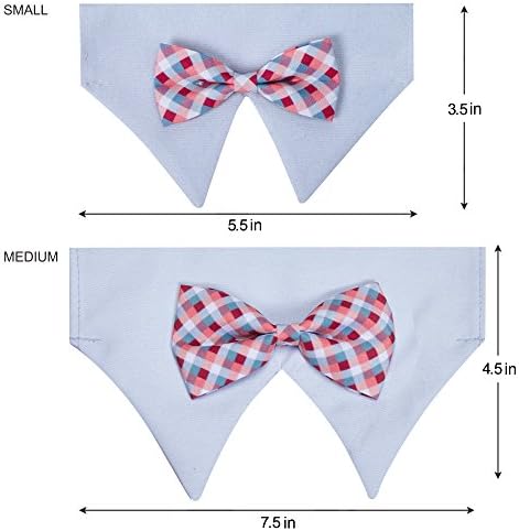 Blueberry Pet Timeless Multicolor Scottish Tartan Adjustable Dog Bandana Collar with Bow Tie, Small, Neck 12"-16"
