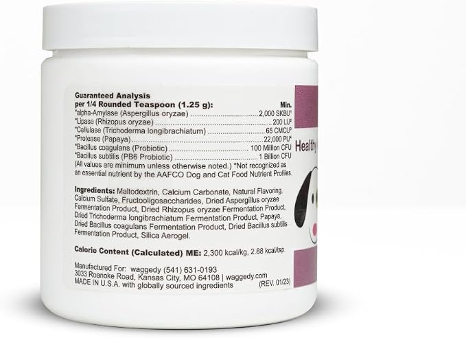 Waggedy Advanced Dog Probiotics Gut and Digestion Food Topper – Probiotic Powder with Digestive Enzymes & Papaya – Gentle Probiotics for Dogs 6+ Weeks – Supports Gut Balance, Comfort & Immune Health