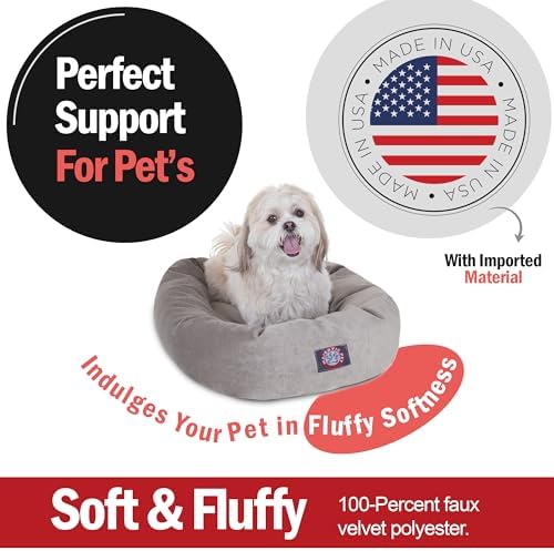 Majestic Pet Micro Velvet Calming Dog Bed, 24 Inch Small, Washable, Vintage