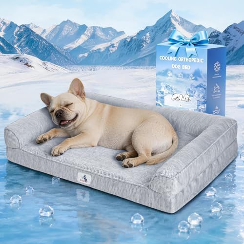 Cooling Dog Bed Orthopedic for Small Dogs＆Instant Chill＆Egg Crate Foam