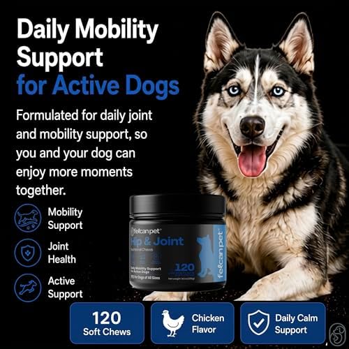 Hip & Joint Chews for Dogs – Glucosamine, Chondroitin, MSM & Green Lipped Mussel – Supports Mobility & Joint Health for Dogs – Natural Dog Joint Supplement – Chicken Flavor, 120 Soft Chews