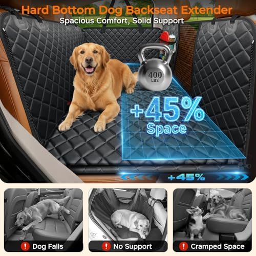 URPOWER Hard Bottom Dog Car Seat Cover - Back Seat Extender with Blanket