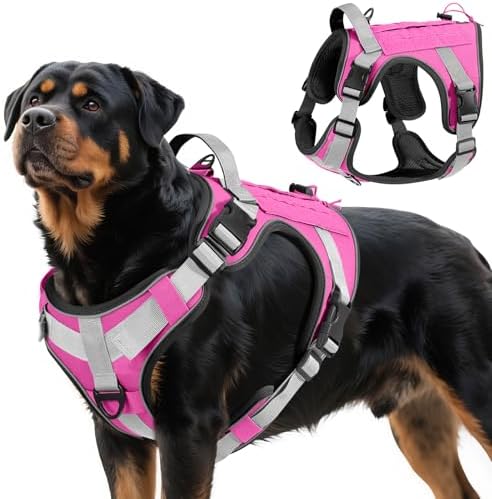 VavoPaw Heavy Duty Tactical Dog Harness for Large Dogs, No Pull Adjustable