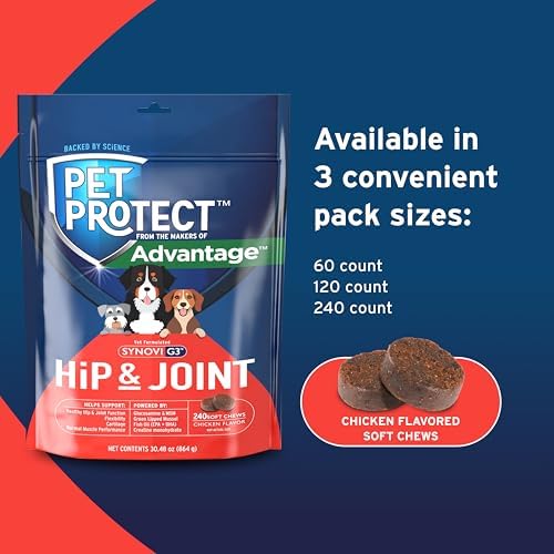 Pet Protect Hip & Joint Supplement for Dogs, Chicken Flavor 240ct