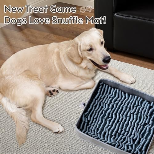 FunFurry Snuffle Mat for Dogs, Dog Puzzle Mat, Interactive Dog Toys for Enrichment,Sniff Mats with Non-Slip Backing,Suitable for Breeds and Sizes of Dogs (Silver, 17" X 15")