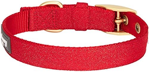 Blueberry Pet The Most Coveted Designer Mixed Metallic Thread Adjustable Dog Collar in Sparkling True Red with Metal Buckle, Neck 17-20.5", for Large Breed