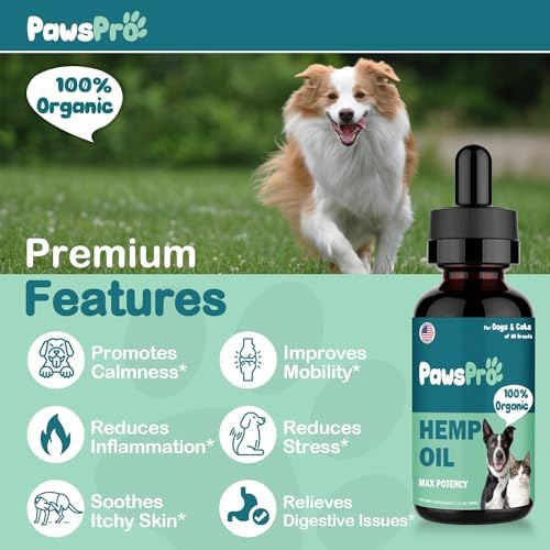 4-Pack Hеmp Oil for Dogs and Cats - Hip and Joint Support - Skin and Coat Health - with Omega 3, 6, 9 and Vitamins - Max Potency