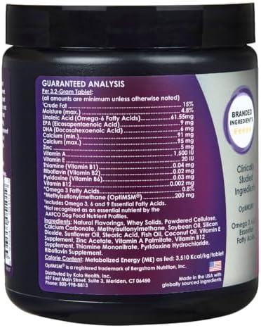 KALA HEALTH PeakTails Skin & Coat Supplement for Dogs, 90 Count