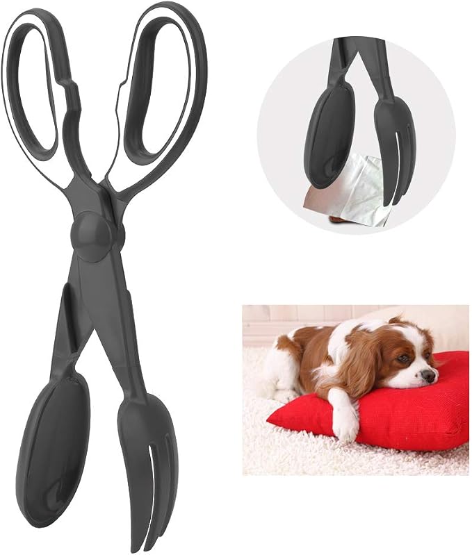 Pet Pooper Scooper, Poop Scooper Tongs Hold Design Dog Pooper Cleaner Durable with Three Bright Colors for Dogs for Cleaning Poo(Black)