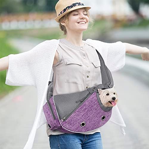 PetAmi Small Dog Sling Carrier, Hands-Free Purse, 10 lb, Purple