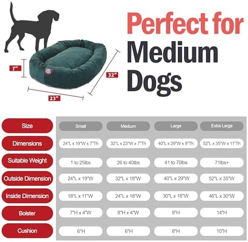 Majestic Pet Micro Velvet Calming Dog Bed, 32 Inch Medium, Washable, Marine