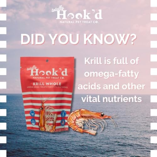 Totally Hook'd Freeze‑Dried Single‑Ingredient Treats, High‑Protein Omega-3 Training Snack for Dogs & Cats (1 Ounce, Krill)