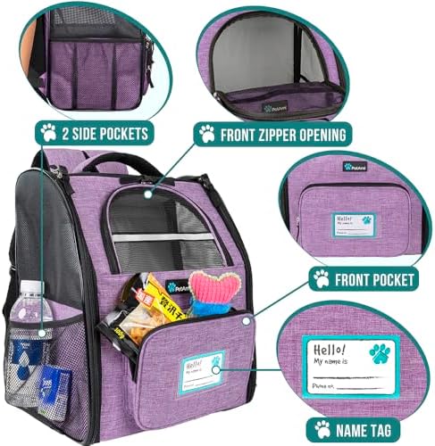 PetAmi Dog Backpack Carrier, Airline Approved, Purple