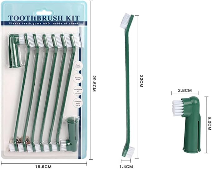 Luxshiny Dog Toothbrush Kit with Finger Toothbrush and Dual-Head Brush, Soft Bristles Pet Dental Care Set for Puppies and Dogs, Effective Teeth Cleaning Tool for Oral Hygiene