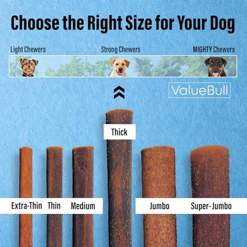 ValueBull Beef Collagen Sticks for Dogs, 12 Inch Thick Chew, 200 Count