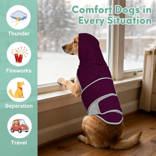 Dog Anxiety Shirt with Hood, Roman fabric, Purple