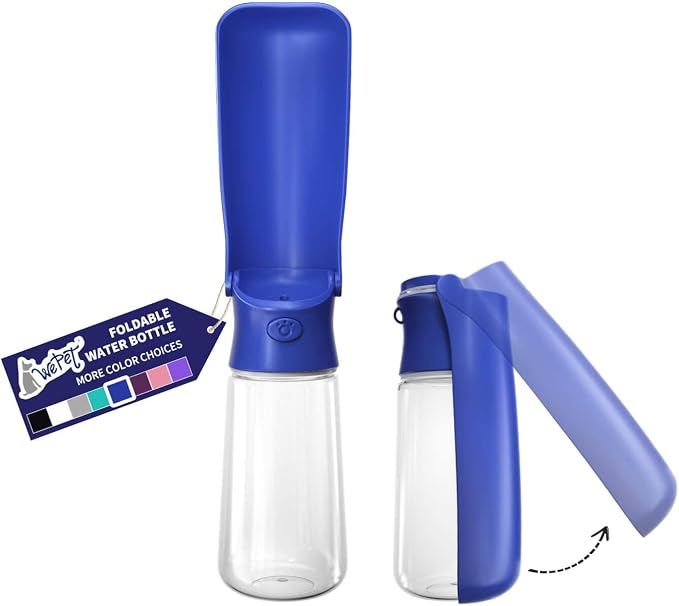 WePet Foldable Portable Dog Water Bottle with Drinking Feeder, 19oz