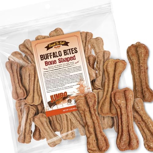 Gootoe Natural Buffalo Dog Treats, Bone Shaped, 1.5 lb